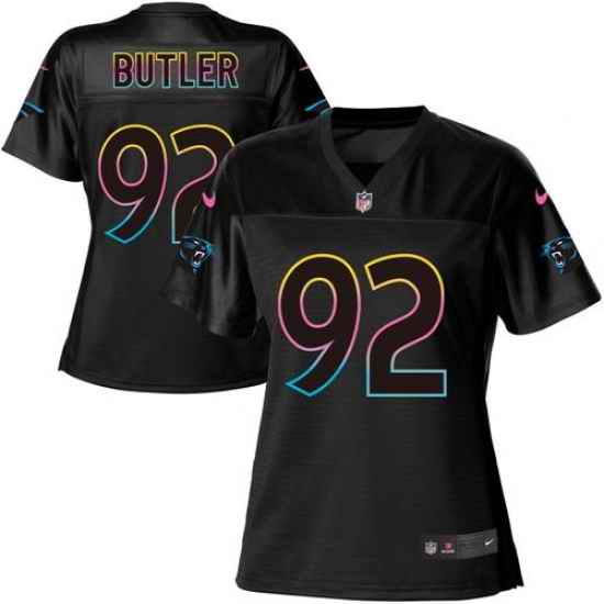Nike Panthers #92 Vernon Butler Black Womens NFL Fashion Game Jersey
